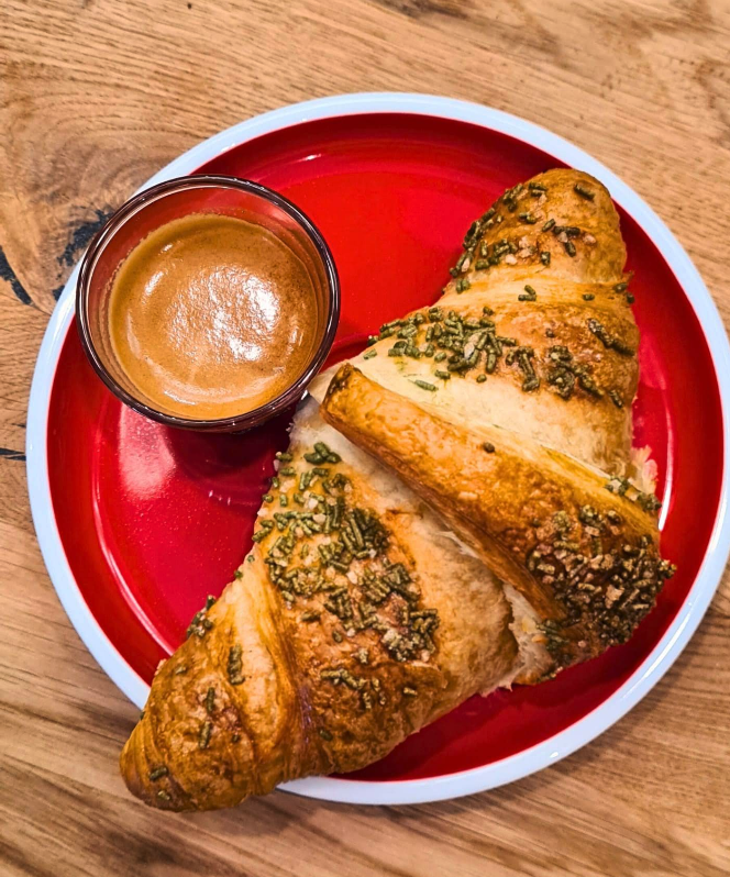 Croissant and espresso